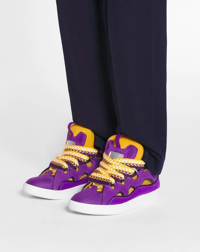 Men Lanvin Sneakers Leather Curb Sneakers Purpleyellow Men Lanvin Sneakers Leather Curb Sneakers Purpleyellow