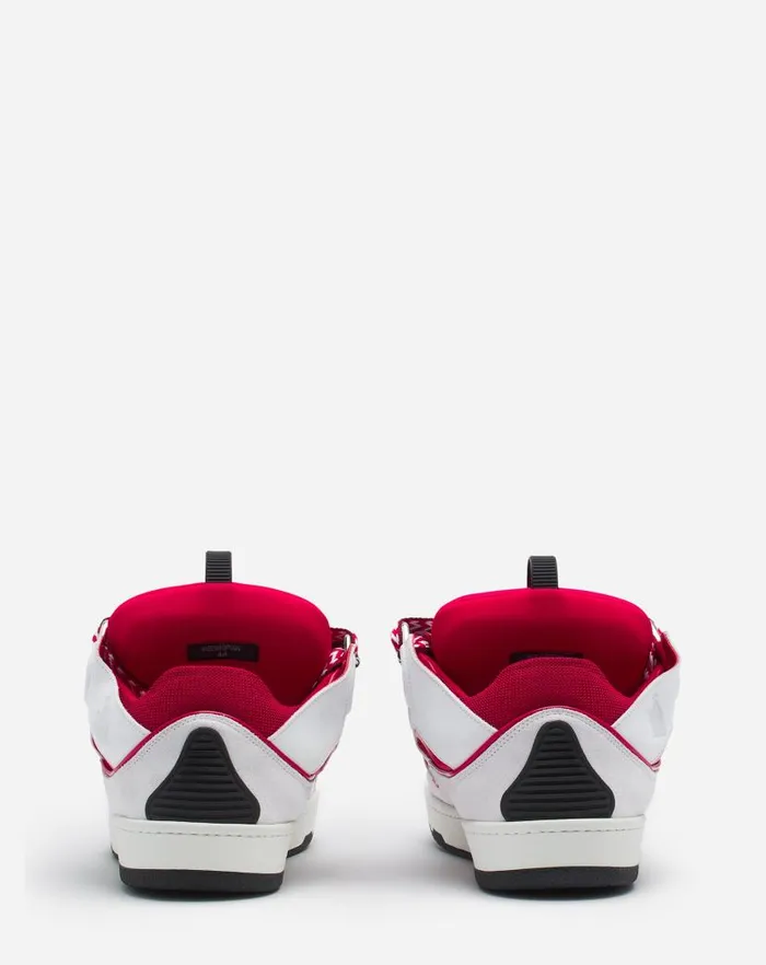 Men Lanvin Sneakers Leather Curb Sneakers Redwhite