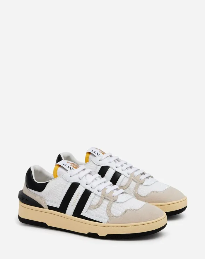Men Lanvin Sneakers Mesh Clay Lowtop Sneakers Whiteblack