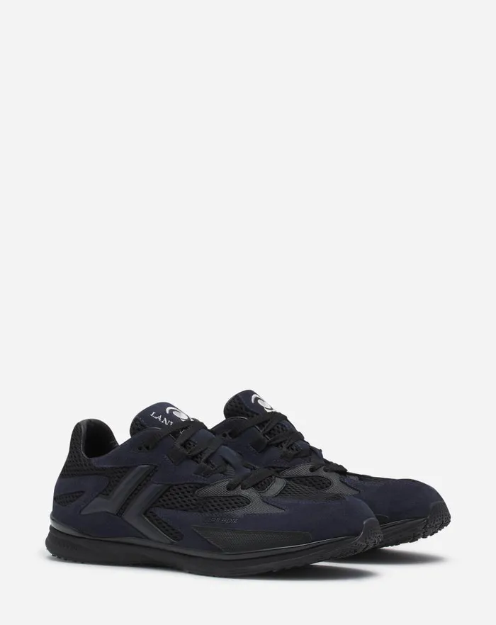 Men Lanvin Sneakers Meteor Sneakers In Mesh And Suede Anthraciteblack Men Lanvin Sneakers Meteor Sneakers In Mesh And Suede Anthraciteblack