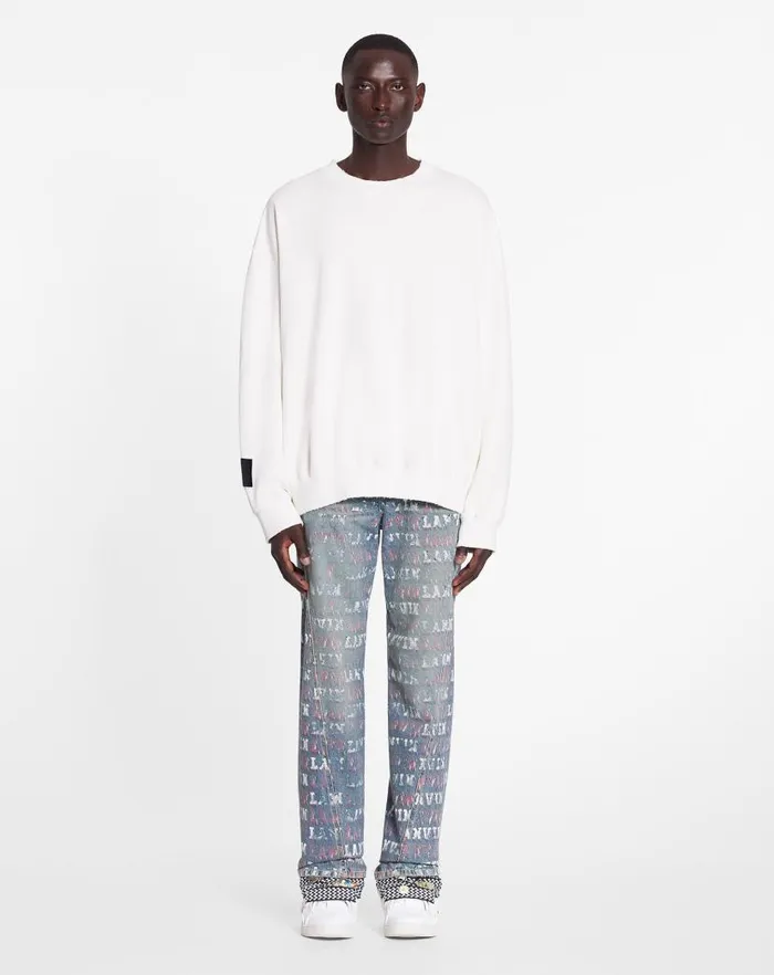 Men Lanvin Socks Lanvin X Future Unisex Loosefit Printed Sweatshirt White Mustang