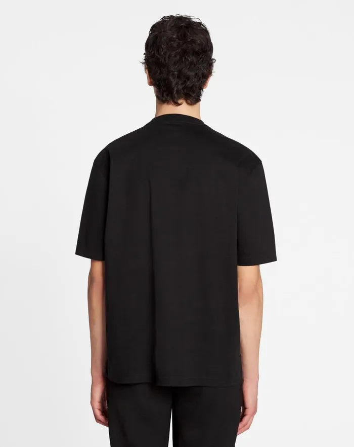 Men Lanvin Tshirts and Polos Classic Curb Embroidered Tshirt Black