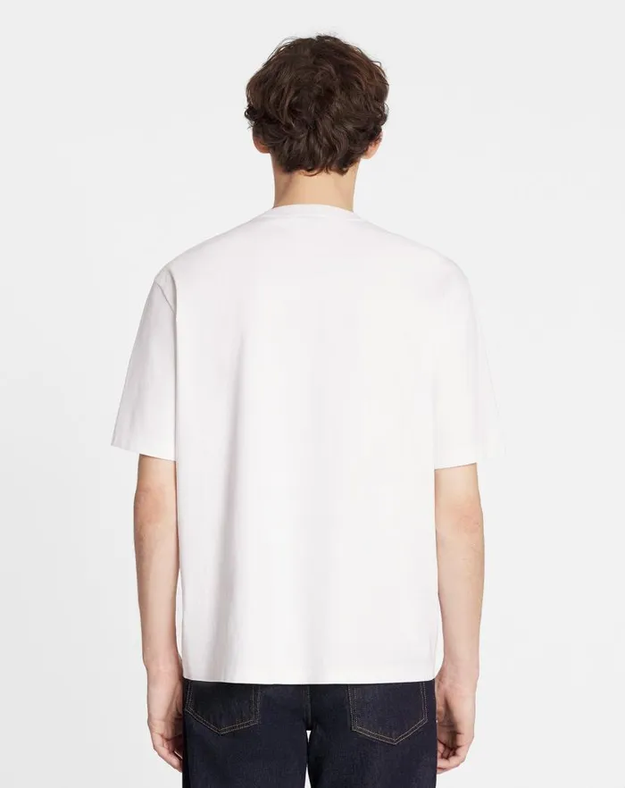 Men Lanvin Tshirts and Polos Classic Curb Embroidered Tshirt Optical White