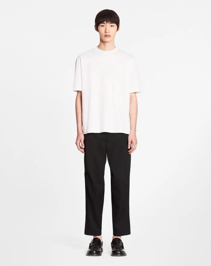 Men Lanvin Tshirts and Polos Classic Lanvin Paris Embroidered Tshirt Optical White