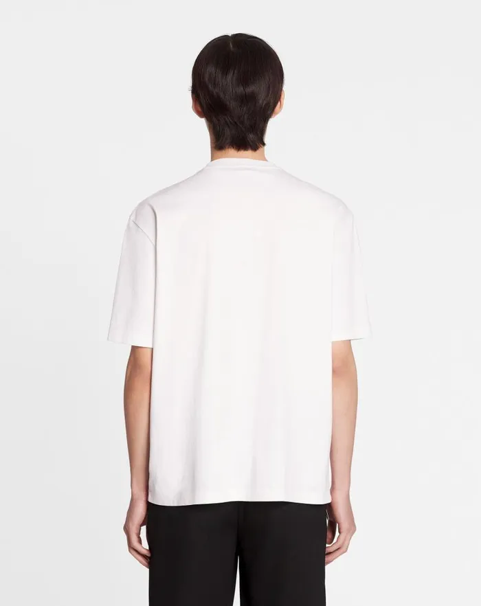Men Lanvin Tshirts and Polos Classic Lanvin Paris Embroidered Tshirt Optical White