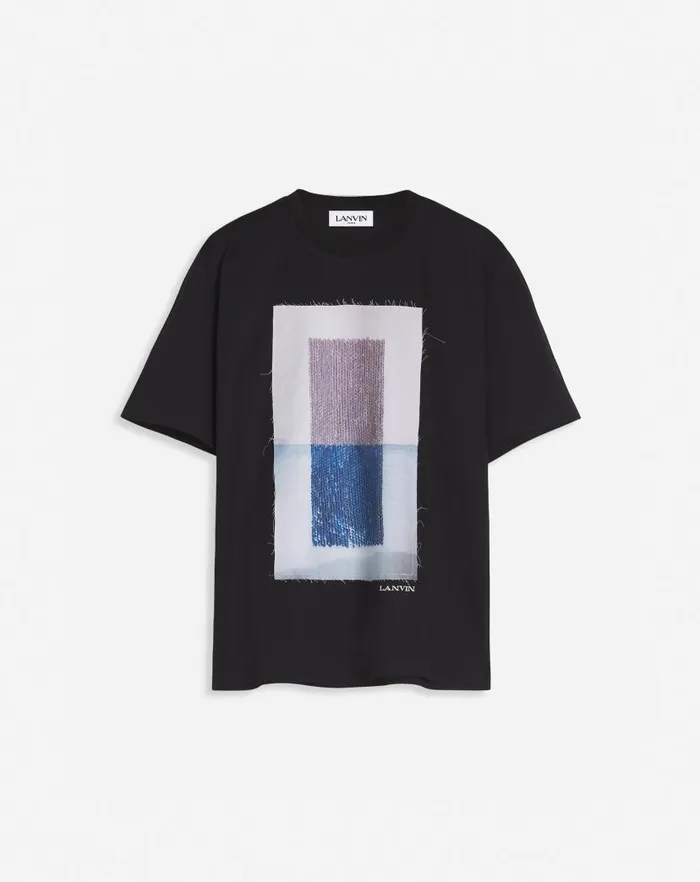 Men Lanvin Tshirts and Polos Classic Tshirt With An Archives Print Black