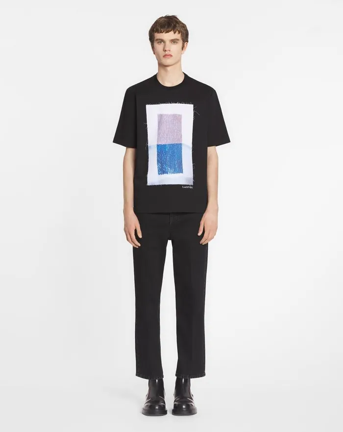 Men Lanvin Tshirts and Polos Classic Tshirt With An Archives Print Black Men Lanvin Tshirts and Polos Classic Tshirt With An Archives Print Black