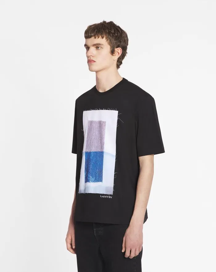 Men Lanvin Tshirts and Polos Classic Tshirt With An Archives Print Black Men Lanvin Tshirts and Polos Classic Tshirt With An Archives Print Black