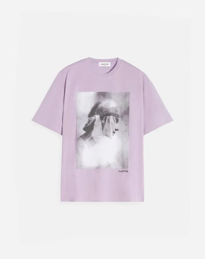 Men Lanvin Tshirts and Polos Classic Tshirt With An Archives Print Wisteria