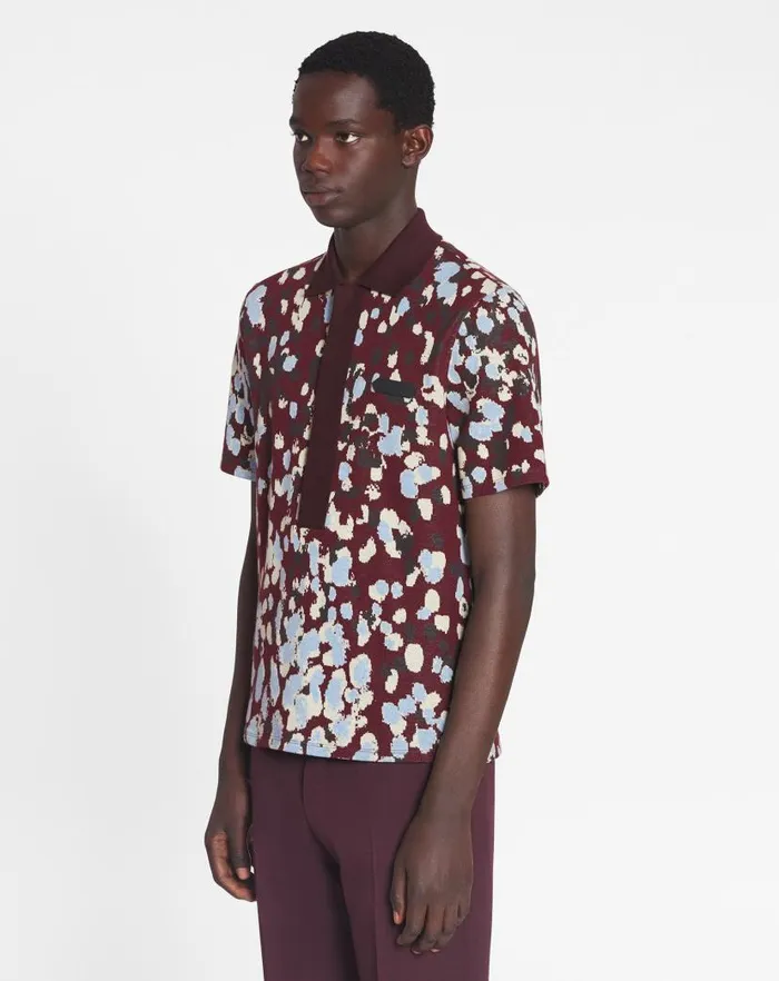Men Lanvin Tshirts and Polos Jacquard Polo Shirt Burgundy Men Lanvin Tshirts and Polos Jacquard Polo Shirt Burgundy