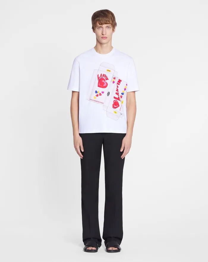 Men Lanvin Tshirts and Polos Lanvin Candy Print Straight Fit Tshirt Optic White Men Lanvin Tshirts and Polos Lanvin Candy Print Straight Fit Tshirt Optic White