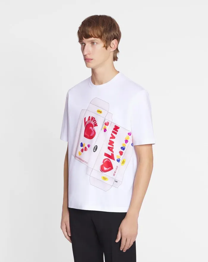 Men Lanvin Tshirts and Polos Lanvin Candy Print Straight Fit Tshirt Optic White Men Lanvin Tshirts and Polos Lanvin Candy Print Straight Fit Tshirt Optic White