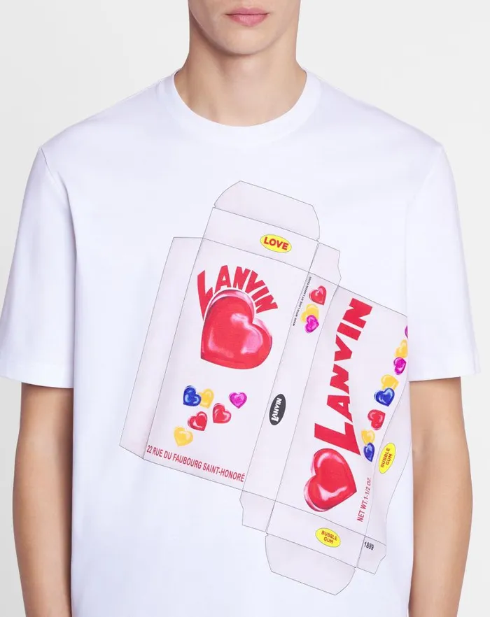 Men Lanvin Tshirts and Polos Lanvin Candy Print Straight Fit Tshirt Optic White Men Lanvin Tshirts and Polos Lanvin Candy Print Straight Fit Tshirt Optic White