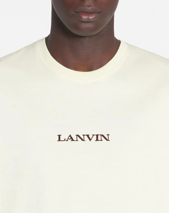 Men Lanvin Tshirts and Polos Lanvin Embroidered Classic Tshirt Quartz Men Lanvin Tshirts and Polos Lanvin Embroidered Classic Tshirt Quartz