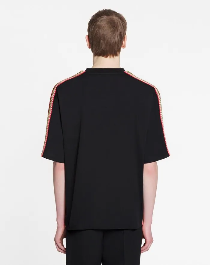 Men Lanvin Tshirts and Polos Oversized Embroidered Lanvin Side Curb Tshirt Black