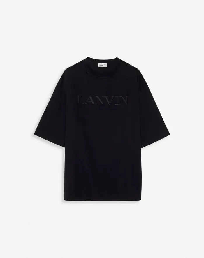 Men Lanvin Tshirts and Polos Oversized Lanvin Paris Embroidered Tshirt Black