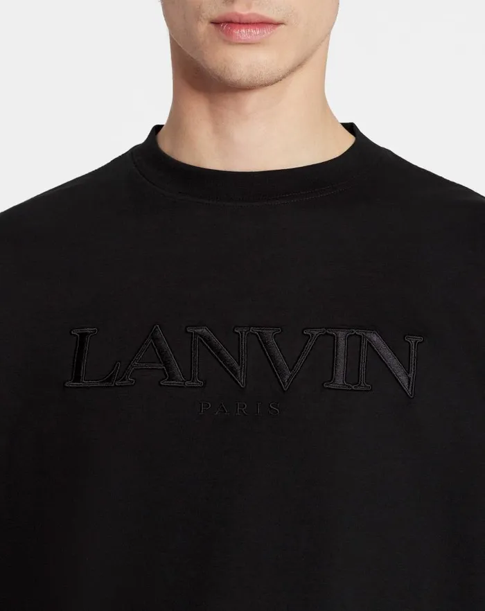 Men Lanvin Tshirts and Polos Oversized Lanvin Paris Embroidered Tshirt Black
