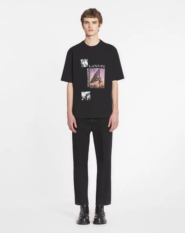 Men Lanvin Tshirts and Polos Unisex Printed Tshirt Black Men Lanvin Tshirts and Polos Unisex Printed Tshirt Black