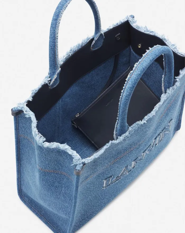 Men Lanvin Tote Bags Inandout Mm Tote Bag In Denim Denim Blue Men Lanvin Tote Bags Inandout Mm Tote Bag In Denim Denim Blue