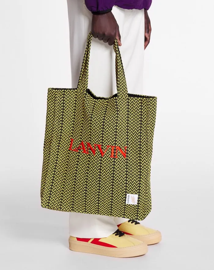 Men Lanvin Tote Bags Lanvin X Future Curb Cotton Tote Bag Blackcorn