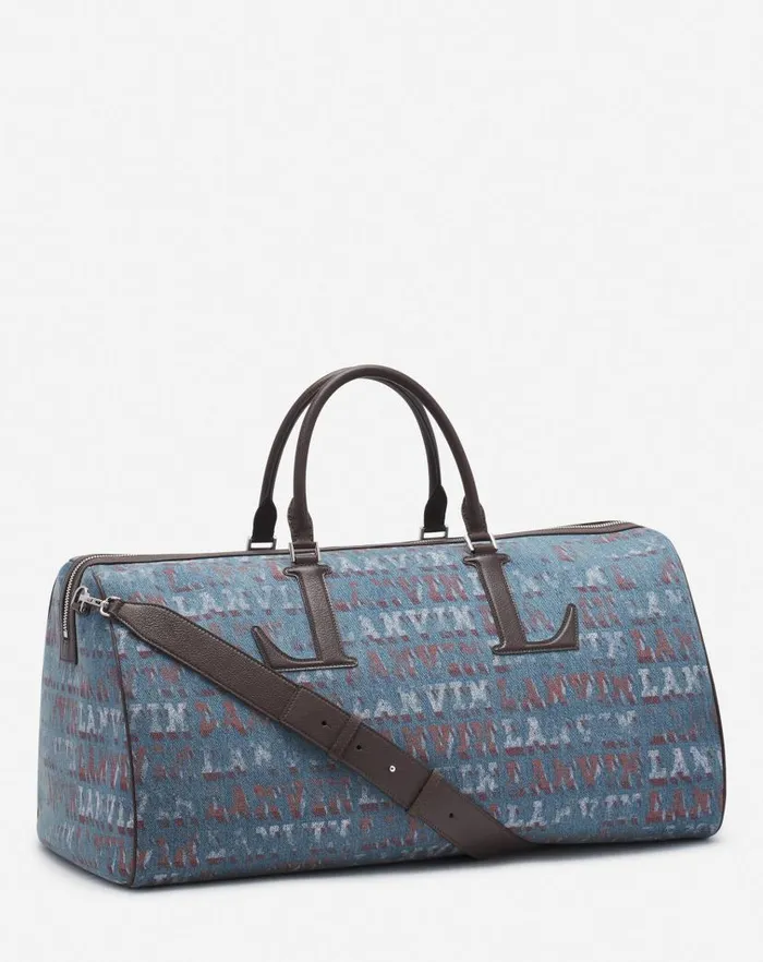 Men Lanvin Tote Bags Lanvin X Future Denim Travel Bag With Lanvin Logo Print Light Blue Men Lanvin Tote Bags Lanvin X Future Denim Travel Bag With Lanvin Logo Print Light Blue
