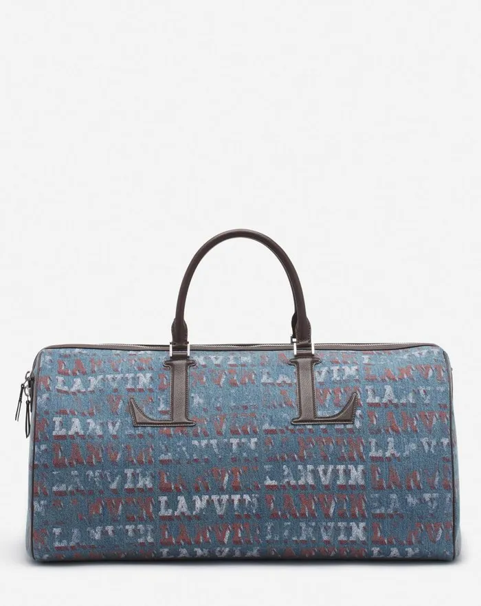 Men Lanvin Tote Bags Lanvin X Future Denim Travel Bag With Lanvin Logo Print Light Blue Men Lanvin Tote Bags Lanvin X Future Denim Travel Bag With Lanvin Logo Print Light Blue