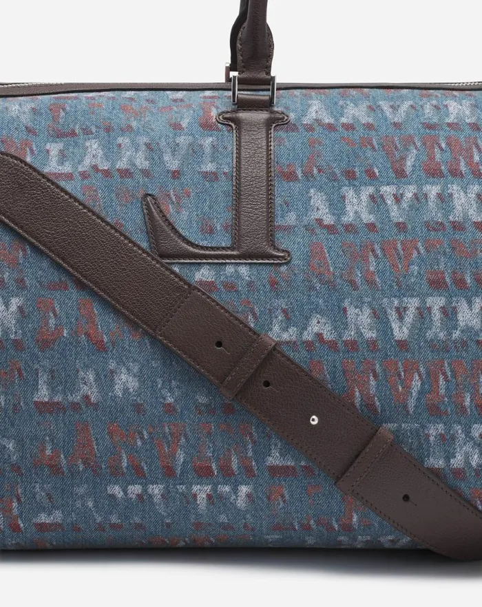 Men Lanvin Tote Bags Lanvin X Future Denim Travel Bag With Lanvin Logo Print Light Blue Men Lanvin Tote Bags Lanvin X Future Denim Travel Bag With Lanvin Logo Print Light Blue