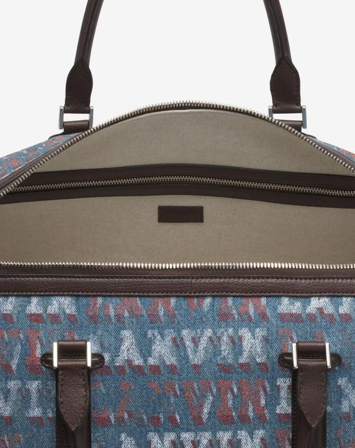 Men Lanvin Tote Bags Lanvin X Future Denim Travel Bag With Lanvin Logo Print Light Blue Men Lanvin Tote Bags Lanvin X Future Denim Travel Bag With Lanvin Logo Print Light Blue