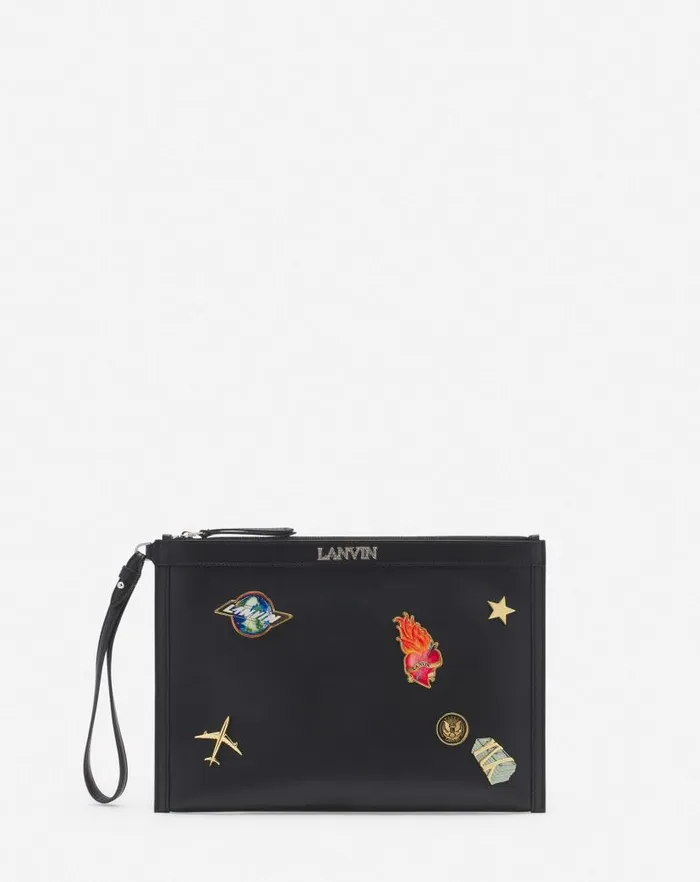 Men Lanvin Wallets and Small Leather Goods Lanvin X Future Leather Clutch With Pins Blackmulticolour Men Lanvin Wallets and Small Leather Goods Lanvin X Future Leather Clutch With Pins Blackmulticolour
