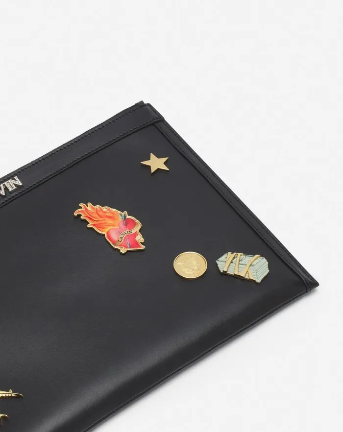 Men Lanvin Wallets and Small Leather Goods Lanvin X Future Leather Clutch With Pins Blackmulticolour Men Lanvin Wallets and Small Leather Goods Lanvin X Future Leather Clutch With Pins Blackmulticolour