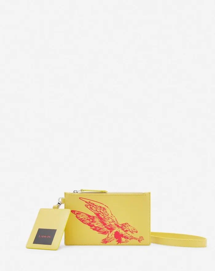 Men Lanvin Wallets and Small Leather Goods Lanvin X Future Leather Double Clutch With Eagle Print Cornbright Orange Men Lanvin Wallets and Small Leather Goods Lanvin X Future Leather Double Clutch With Eagle Print Cornbright Orange