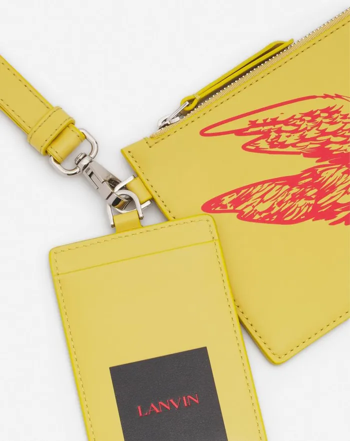 Men Lanvin Wallets and Small Leather Goods Lanvin X Future Leather Double Clutch With Eagle Print Cornbright Orange Men Lanvin Wallets and Small Leather Goods Lanvin X Future Leather Double Clutch With Eagle Print Cornbright Orange