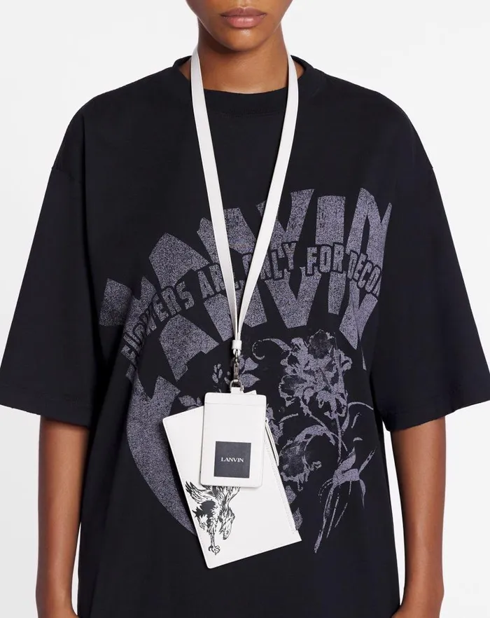 Men Lanvin Wallets and Small Leather Goods Lanvin X Future Leather Double Clutch With Eagle Print White Mustangblack Men Lanvin Wallets and Small Leather Goods Lanvin X Future Leather Double Clutch With Eagle Print White Mustangblack