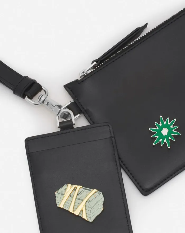 Men Lanvin Wallets and Small Leather Goods Lanvin X Future Leather Double Clutch With Pins Blackmulticolour Men Lanvin Wallets and Small Leather Goods Lanvin X Future Leather Double Clutch With Pins Blackmulticolour