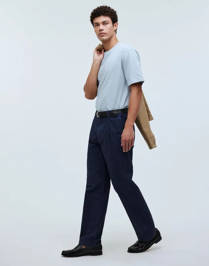 Men Pants Madewell CottonHemp Blend Pleated Trousers