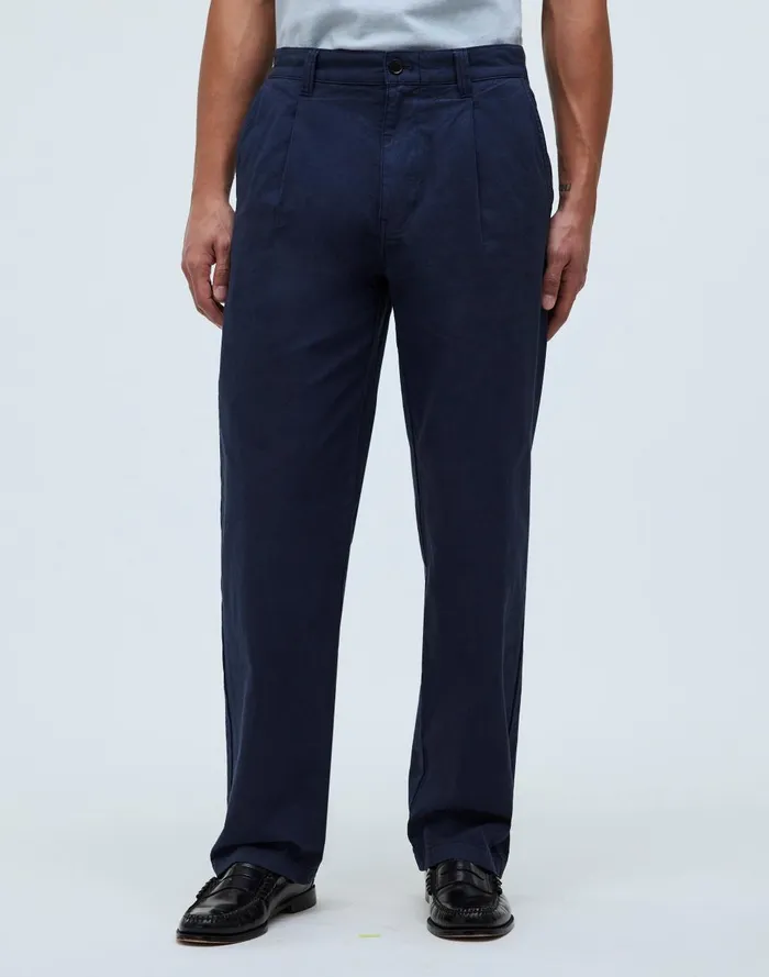 Men Pants Madewell CottonHemp Blend Pleated Trousers