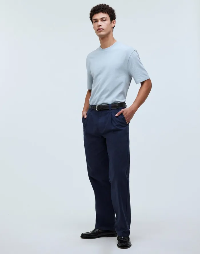 Men Pants Madewell CottonHemp Blend Pleated Trousers