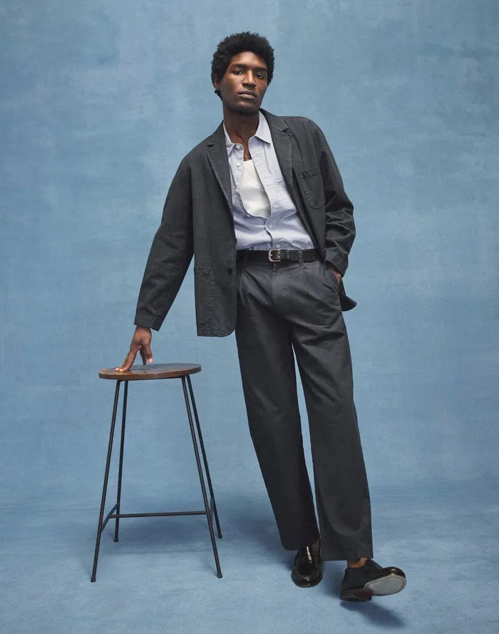 Men Pants Madewell CottonHemp Blend Pleated Trousers