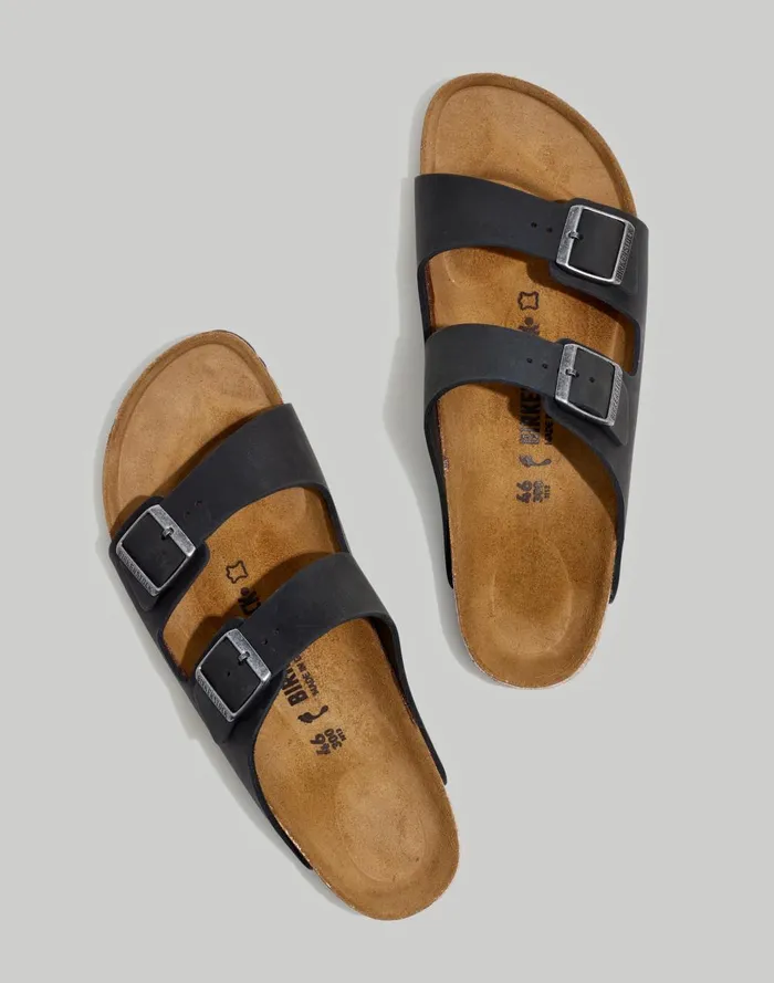 Men Sandals Madewell Birkenstock Arizona Soft Footbed Sandals In Oiled Leather