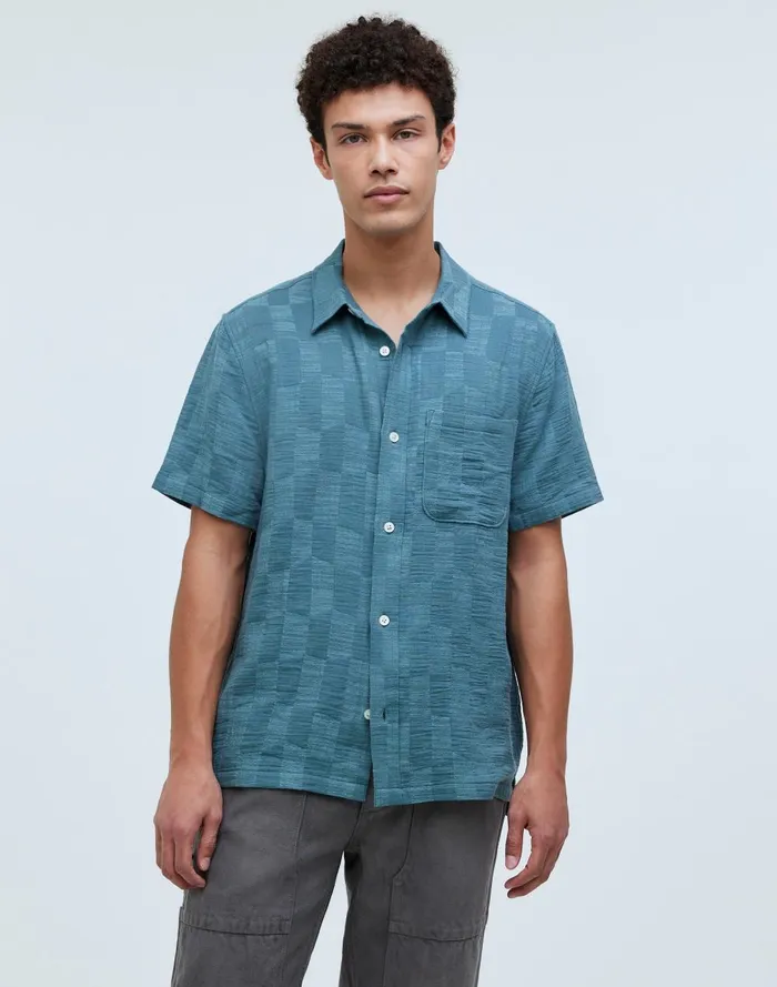 Men Shirts Madewell Easy ShortSleeve Shirt In Jacquard