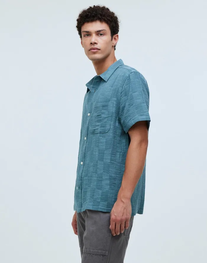 Men Shirts Madewell Easy ShortSleeve Shirt In Jacquard