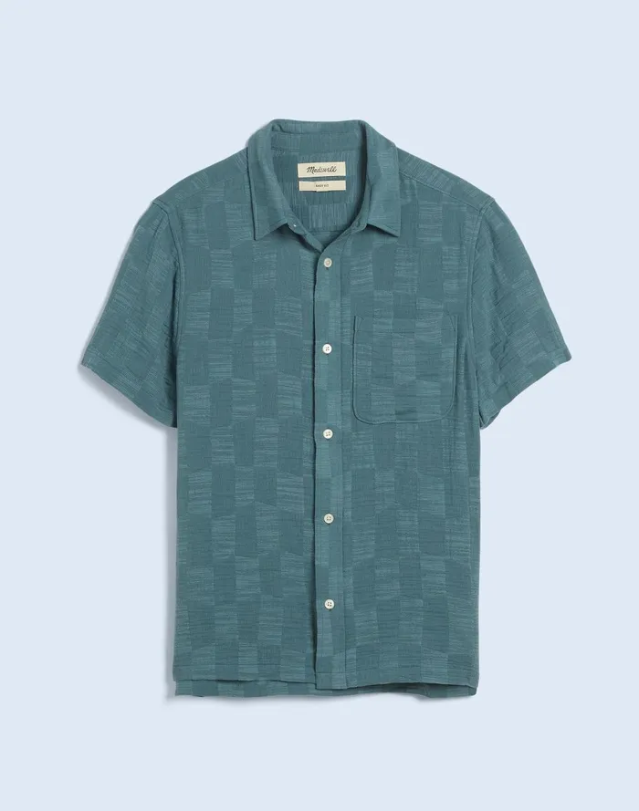 Men Shirts Madewell Easy ShortSleeve Shirt In Jacquard