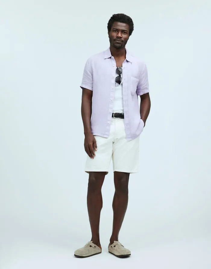 Men Shirts Madewell Easy ShortSleeve Shirt In Linen