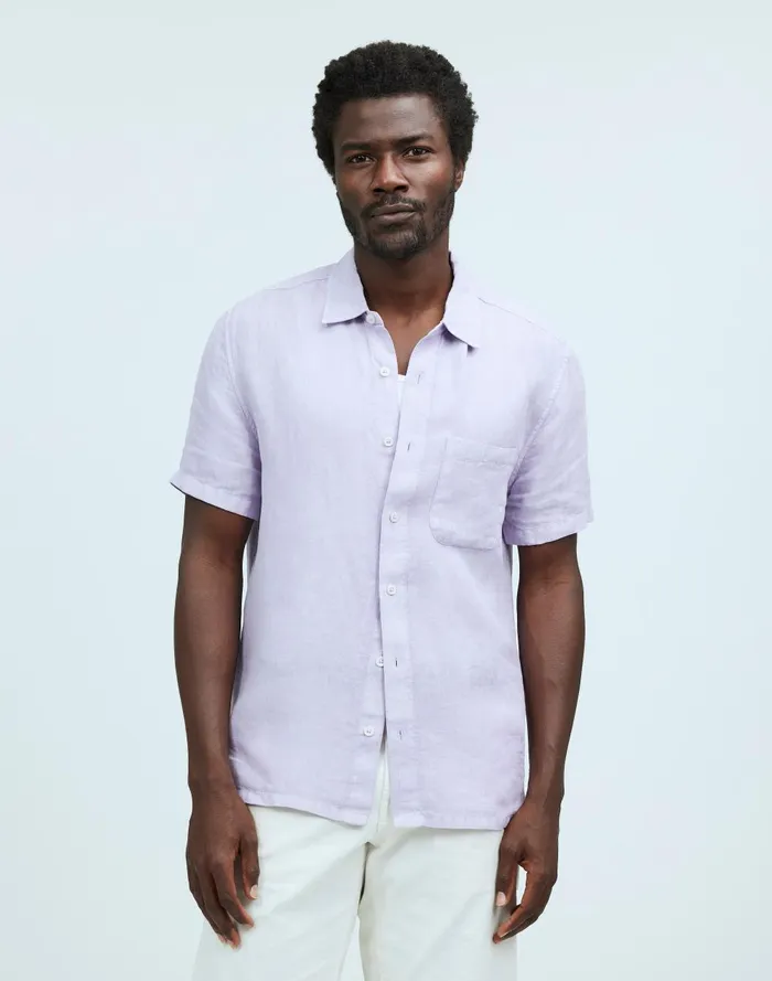 Men Shirts Madewell Easy ShortSleeve Shirt In Linen