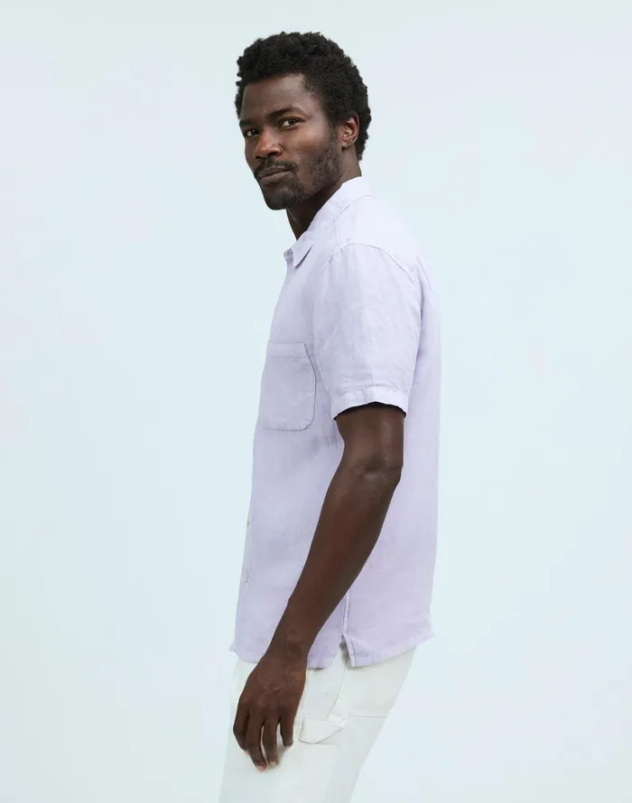 Men Shirts Madewell Easy ShortSleeve Shirt In Linen