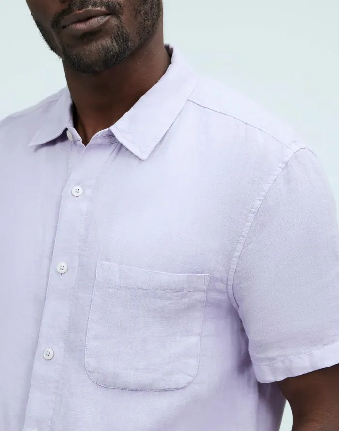 Men Shirts Madewell Easy ShortSleeve Shirt In Linen
