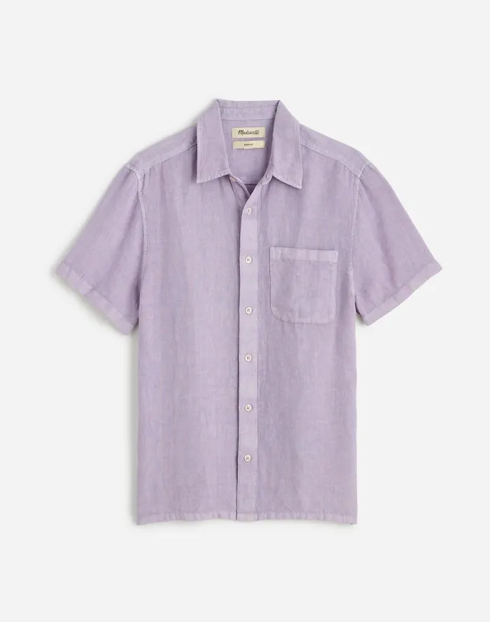 Men Shirts Madewell Easy ShortSleeve Shirt In Linen
