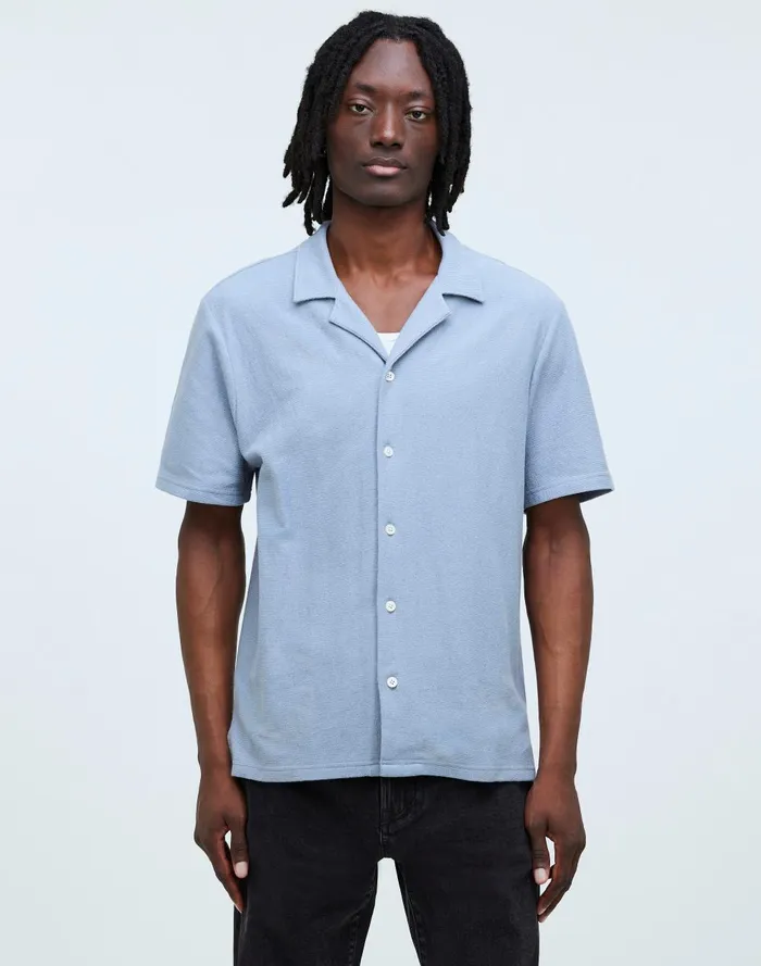 Men Shirts Madewell Easy ShortSleeve Shirt In Stripe Jacquard