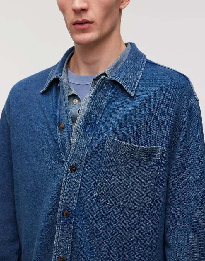 Men Shirts Madewell IndigoDyed LongSleeve Shirt In Cotton Pique