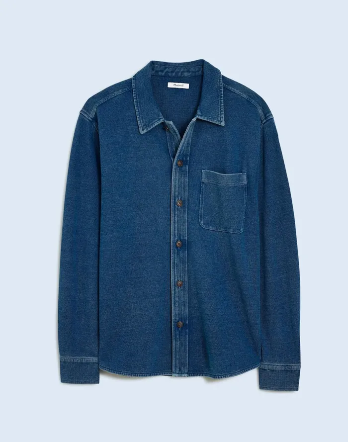 Men Shirts Madewell IndigoDyed LongSleeve Shirt In Cotton Pique